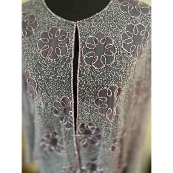 Unbranded Sheet Coat Jacket Iridescent Beaded Lilac, Unicorn Colors, Long Sleeve - Picture 2 of 6